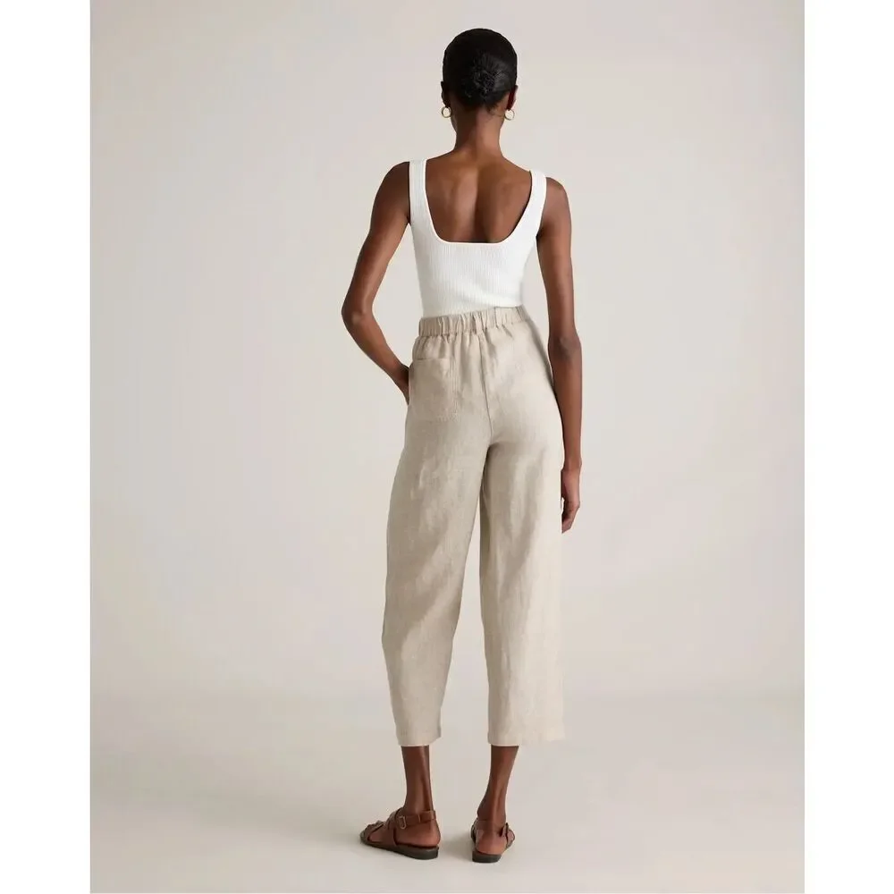 Quince 100% European Linen Pants size M‎ Cream Pull On Lagenlook